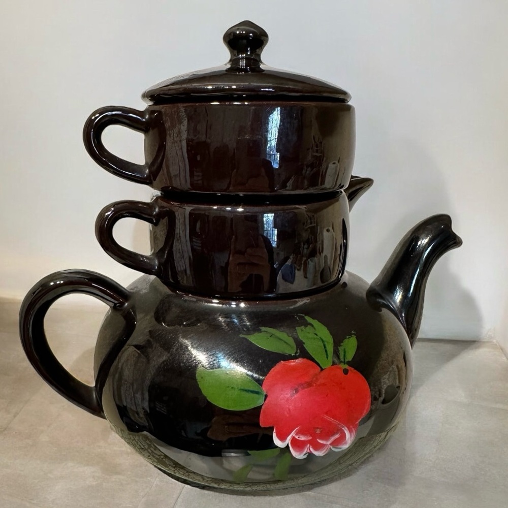 Redware Stacking Tea Set - Picture 2 of 11